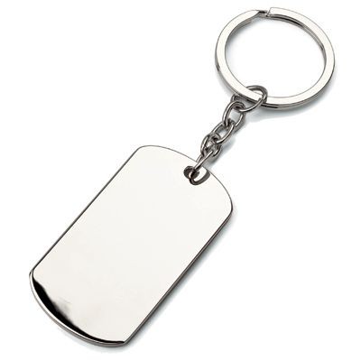 DOG TAG SILVER CHROME METAL KEYRING