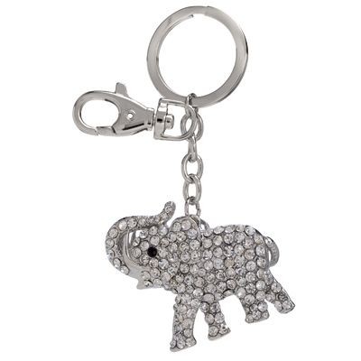 ELEPHANT METAL KEYRING with Crystals