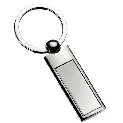 EXCLUSIVE RECTANGULAR SILVER METAL INLAY KEYRING