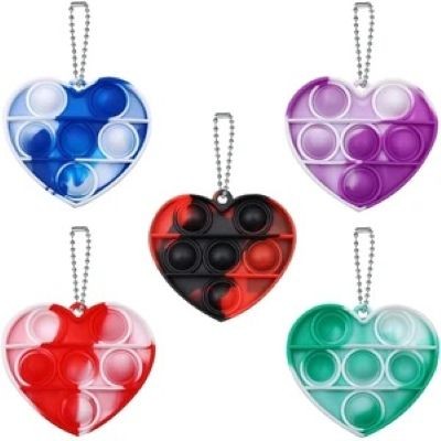 FIDGET POPPER HEART SHAPE TOY with KEYRING CHAIN