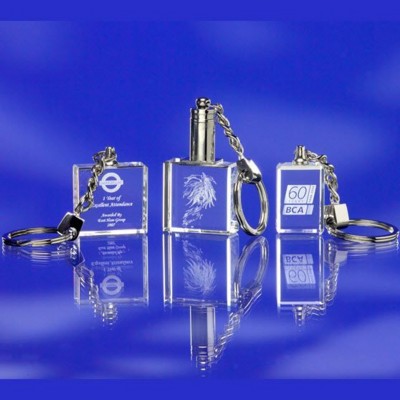 GLASS RECTANGULAR KEYRING