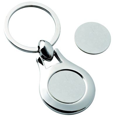 GROOVE ROUND SILVER METAL KEYRING