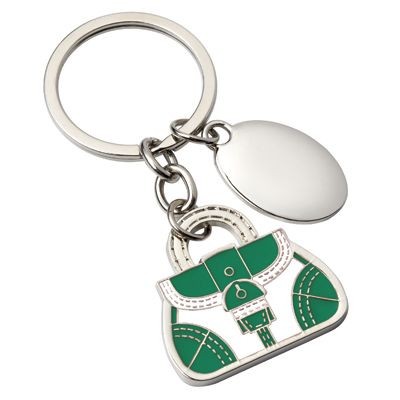 HANDBAG METAL KEYRING in Green & White