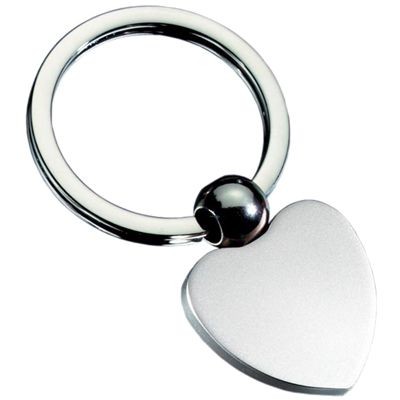 HEART MATT SILVER METAL KEYRING