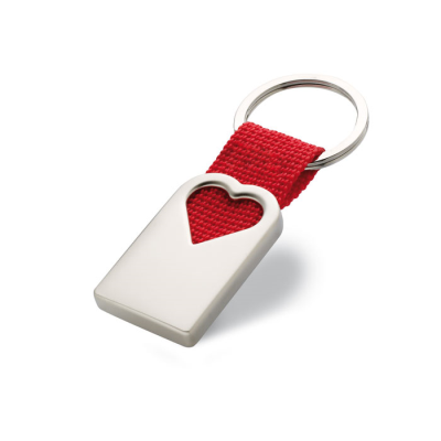 HEART METAL KEYRING in Red
