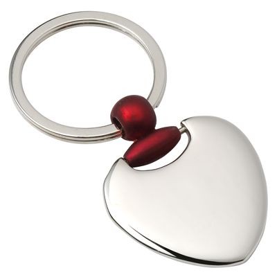 HEART METAL KEYRING in Silver & Red