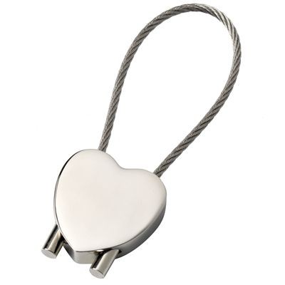 HEART METAL KEYRING in Silver with Cable