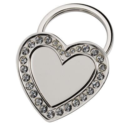 HEART SILVER METAL KEYRING with Crystal Decoration