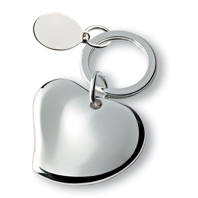 HEART with PLATE METAL KEYRING in Silver