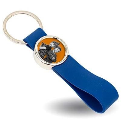 HEAVY DUTY SILVER COLOUR METAL KEYRING with Large Silicone Loop