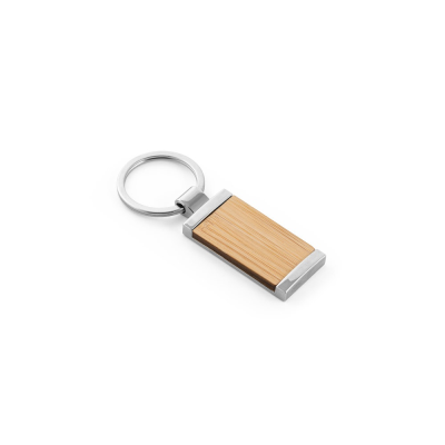 HOMER RECTANGULAR BAMBOO KEYRING in Natural