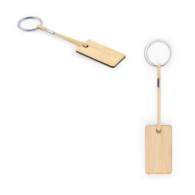 HOPPS RECTANGULAR BAMBOO KEYRING with Pet Cord