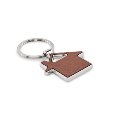 HOUSE SHAPE KEYRING in Brown