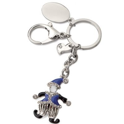 JESTER METAL KEYRING in Blue & Black with Tag