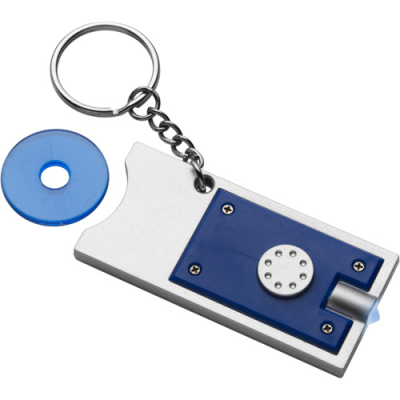 KEY HOLDER KEYRING with Coin in Blue