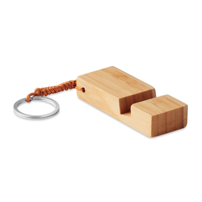 KEYRING AND MOBILE PHONE HOLDER in Brown - PROMOTIONAL CORPORATE GIFT