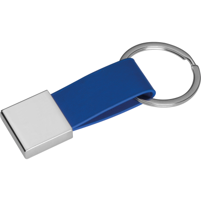 KEYRING CHAIN with Imitation Leather Strap in Blue
