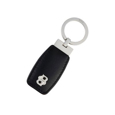 KEYRING DOUBLE B BLACK & SILVER CHROME