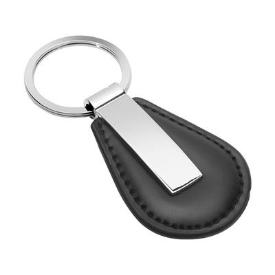 KEYRING RE98 PERRIS ROUND with Topstitching Metal Engraving Plate