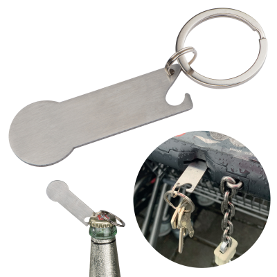 KEYRING with Shopping Cart Chip Stickit in Silver Grey 