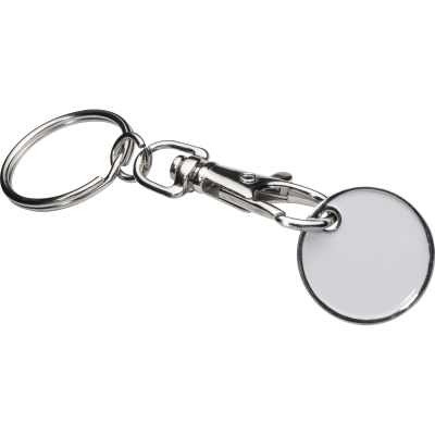 KEYRING with Shopping Coin in White 