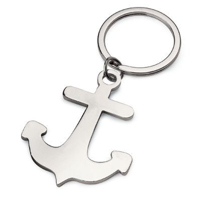 LARGE ANCHOR SILVER CHROME METAL KEYRING