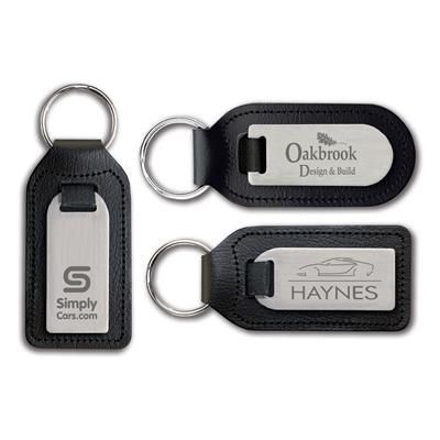 LASER ENGRAVED RECYCLED BONDED LEATHER MEDALLION KEYRING