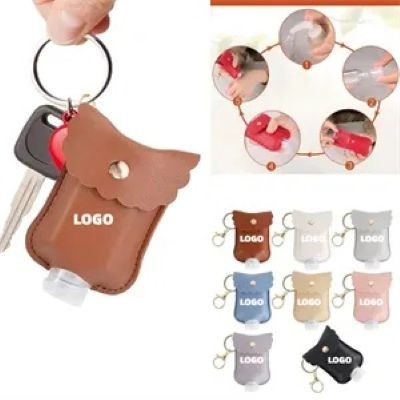 LEAKPROOF PLASTIC BOTTLE with Leather Keyring Chain Holder