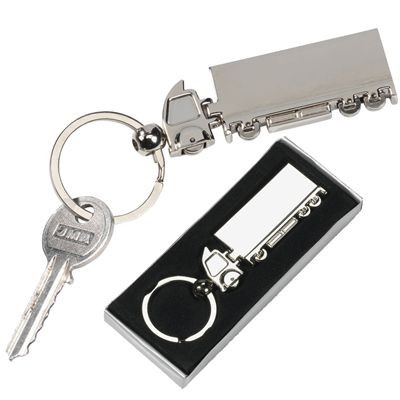 LORRY TRUCK SILVER METAL KEYRING