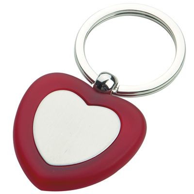 LOVE HEART METAL KEYRING in Red & Silver