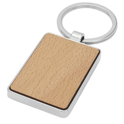 MAURO BEECH WOOD WOOD RECTANGULAR KEYRING CHAIN