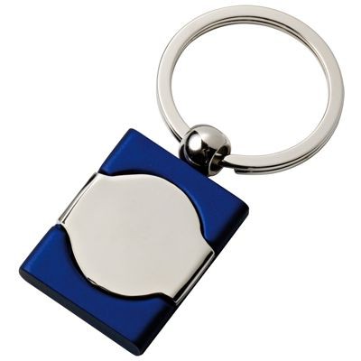 METAL KEYRING in Blue & Silver Chrome Finish