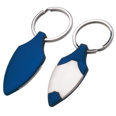 METAL KEYRING in Satin Silver & Blue