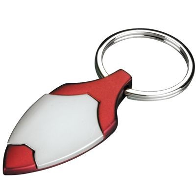 METAL KEYRING in Satin Silver & Red