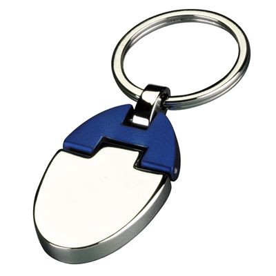 METAL KEYRING in Silver Chrome & Blue