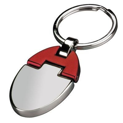 METAL KEYRING in Silver Chrome & Red