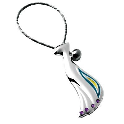 METAL PEACOCK KEYRING in Silver