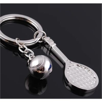 METAL TENNIS SET KEYRING CHAIN