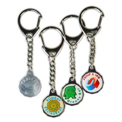 METAL TROLLEY MATE COIN KEYRING in Silver