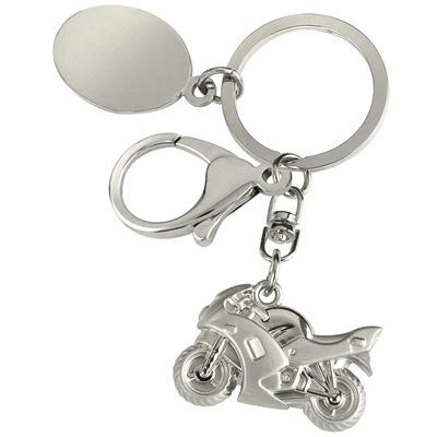 MOTORCYCLE SILVER METAL KEYRING