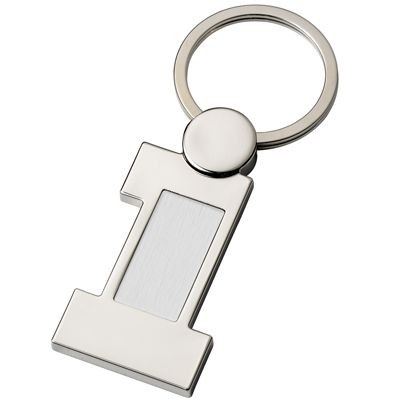 NUMBER ONE SILVER METAL KEYRING with Aluminium Silver Metal Plate Insert