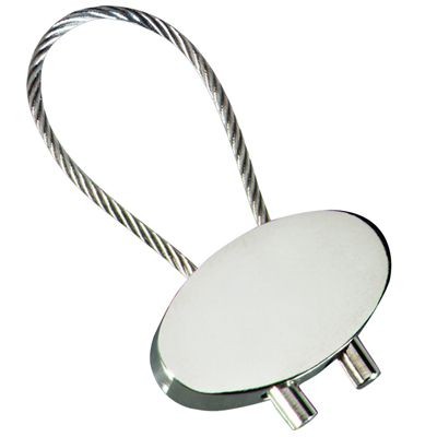 OVAL CABLE KEYRING in Polished Silver Metal Finish