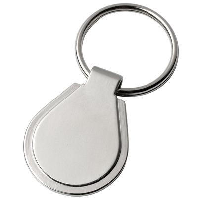 OVAL METAL KEYRING in Satin Silver Finish