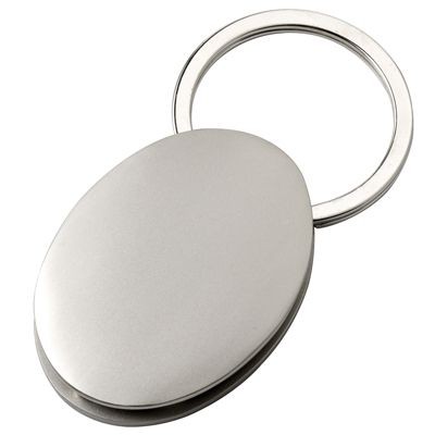 OVAL METAL KEYRING in Satin Silver Finish