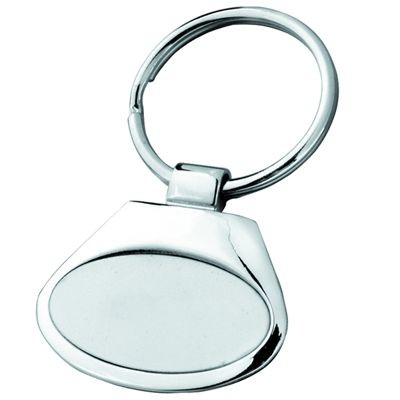 OVAL METAL KEYRING in Shiny & Satin Silver