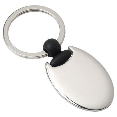 OVAL METAL KEYRING in Silver & Black