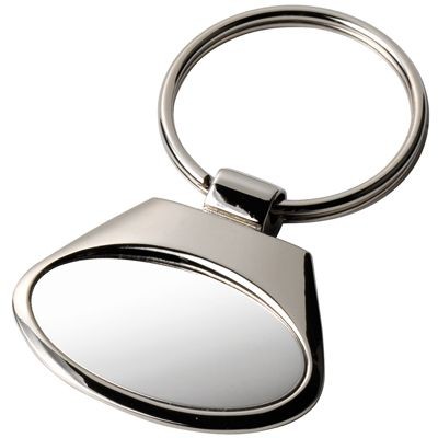 OVAL SILVER CHROME METAL KEYRING