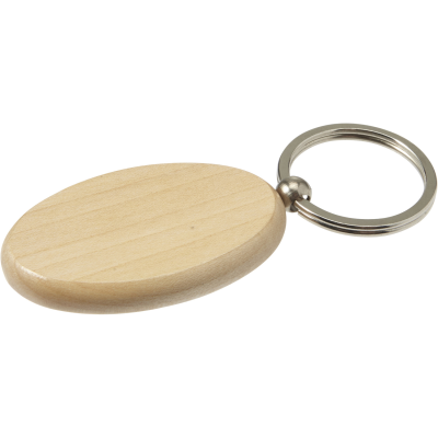 OVAL WOOD KEYRING in Brown