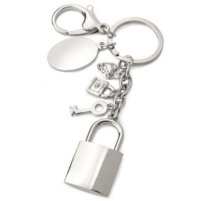 PADLOCK KEYRING & CHARMS in Silver Metal