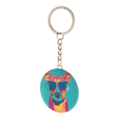 PIN BUTTON KEYRING in White